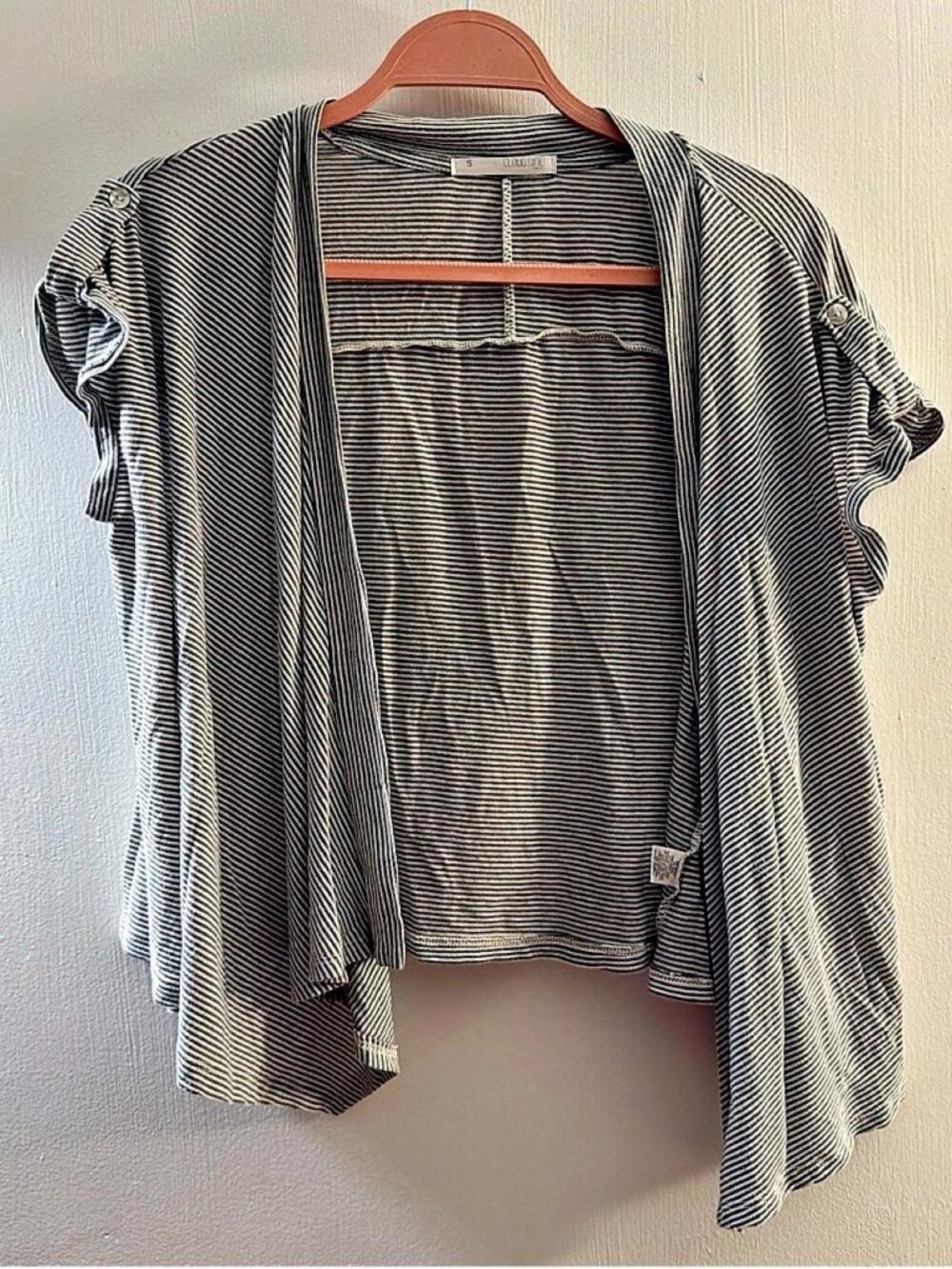 Cloud Nine Grey and White Striped Open Cardigan